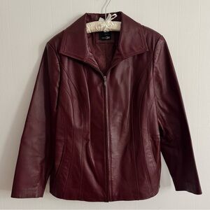 Women's Burgundy Leather Jacket